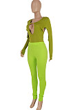 Fashion Sexy Hollow Out Contrast Color Long Sleeve Bodycon Pants Sets FFE205