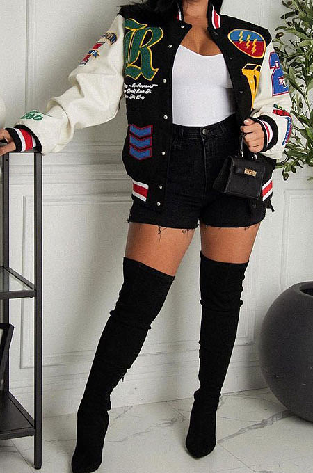 Casual Woolen Printed Long Sleeve Cardigan Velvet Keep Warm Jacket Coat CM2167