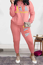 Euramerican Winter Letters Printing Solid Color Pullover Pants Sets DY66303