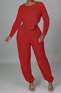 Women's Sexy Dew Waist Solid Color Casual Pants Sets QMX1023