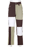 Color Block Spliced High Waist Pencil Long Jeans Pants HB4612