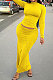 Women Fashion Solid Color Long Sleeve Bodycon Skirts Sets YS529