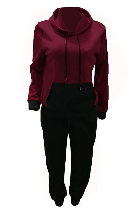 Euramerican Woemn Hoodie Spliced Sport Pants Sets YSH86284