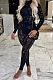 Fashion Casual Long Sleeve O Neck Tops Skinny Pants Hole Plain Suits ALS272 