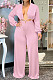 Sexy Nigh Club Pure Color Long Sleeve Low-Cut Hollow Out Wide Leg Jumpsuits ZMM9145