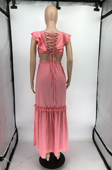 Sexy New Elegant Ruffle V Neck Back Bandage For Party Dress RMH8939