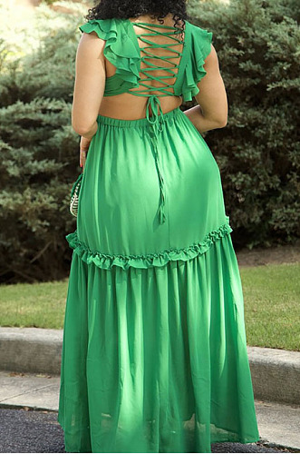 Sexy New Elegant Ruffle V Neck Back Bandage For Party Dress RMH8939