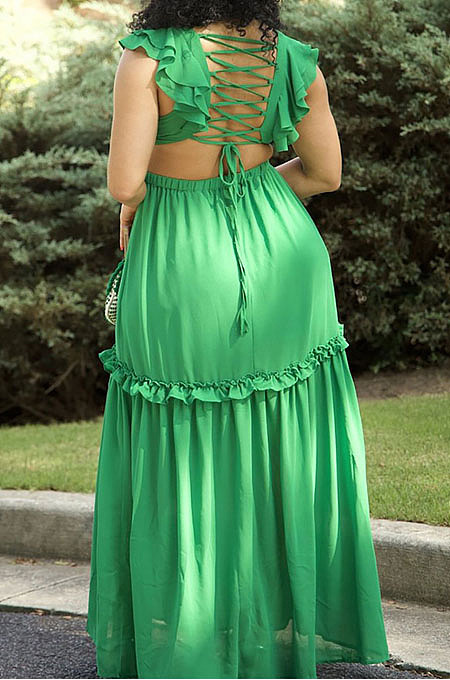 Sexy New Elegant Ruffle V Neck Back Bandage For Party Dress RMH8939