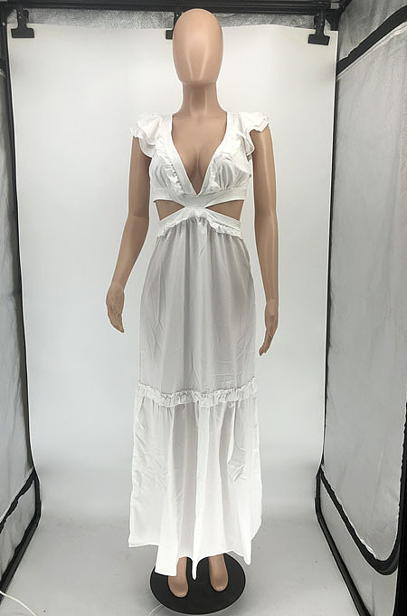 Sexy New Elegant Ruffle V Neck Back Bandage For Party Dress RMH8939