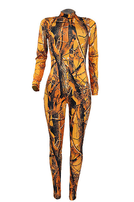 Euramerican Womens Printing Sexy High Waist Bodycon Jumpsuits AGY68537
