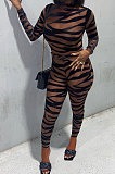 Fashion Sexy Leopard Mesh Spaghetti Bodycon Pants Sets ED1105