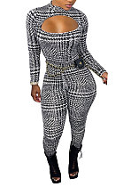 Euramerican Women Sexy Plaid Hollow Out Backless Bodycon Jumpsuits AL200