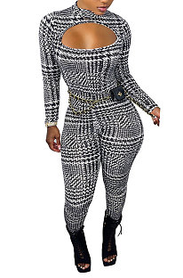 Euramerican Women Sexy Plaid Hollow Out Backless Bodycon Jumpsuits AL200