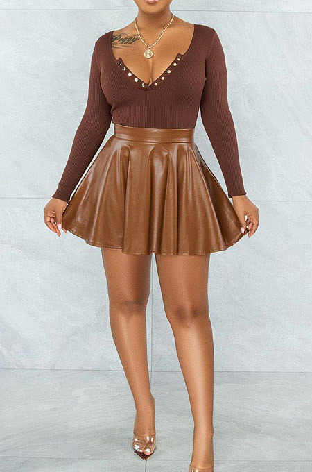 Wholesale Women's PU Leather Sexy Mini Skirts DN8653