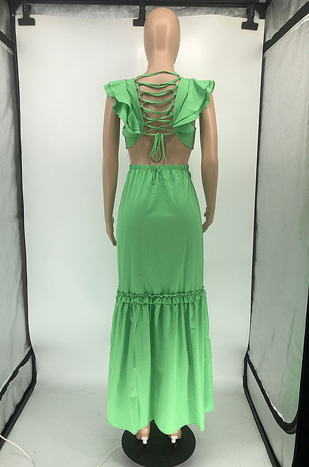 Sexy New Elegant Ruffle V Neck Back Bandage For Party Dress RMH8939