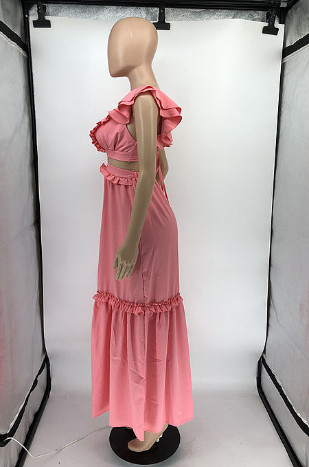 Sexy New Elegant Ruffle V Neck Back Bandage For Party Dress RMH8939