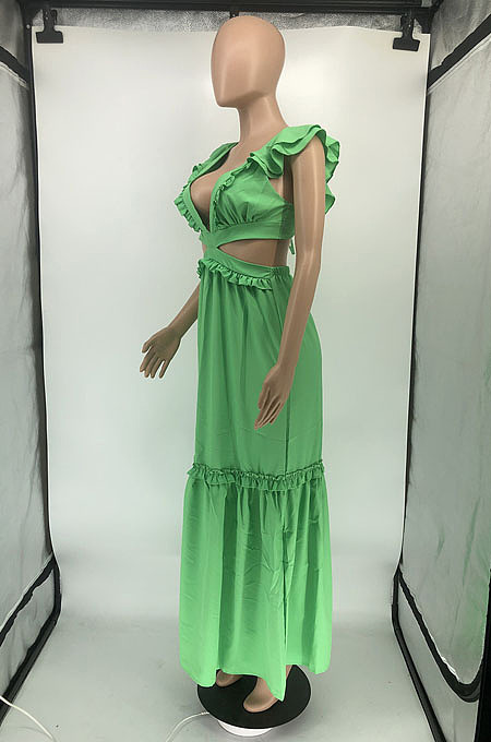 Sexy New Elegant Ruffle V Neck Back Bandage For Party Dress RMH8939