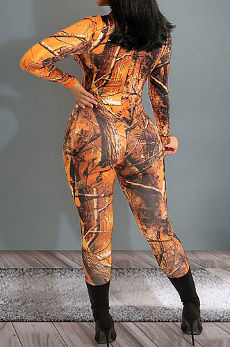 Euramerican Womens Printing Sexy High Waist Bodycon Jumpsuits AGY68537