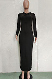 Casual Simple Pure Color High Elastic Cotton Blend Hooded Dress BN9314