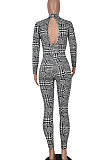 Euramerican Women Sexy Plaid Hollow Out Backless Bodycon Jumpsuits AL200