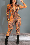 Euramerican Womens Printing Sexy High Waist Bodycon Jumpsuits AGY68537