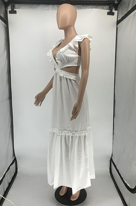 Sexy New Elegant Ruffle V Neck Back Bandage For Party Dress RMH8939