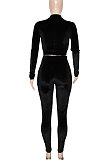 Autumn Winter Trendy Casual Velvet Zipper Coat Drawsting Pants Sets SN390241
