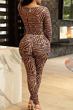 Dew Fashion Design Printed Mest LongSleeve Hollow Out Jumpsuits Two-Piece F88406