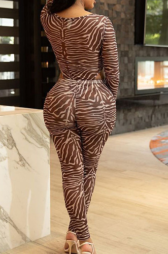 Dew Fashion Design Printed Mest LongSleeve Hollow Out Jumpsuits Two-Piece F88406