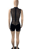 Euramerican Fashion Sexy Korea Velvet Mesh Spaghetti Spliced Romper Shorts ML7465