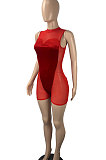 Euramerican Fashion Sexy Korea Velvet Mesh Spaghetti Spliced Romper Shorts ML7465