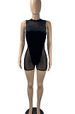 Euramerican Fashion Sexy Korea Velvet Mesh Spaghetti Spliced Romper Shorts ML7465