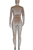Autumn Winter Trendy Casual Velvet Zipper Coat Drawsting Pants Sets SN390241