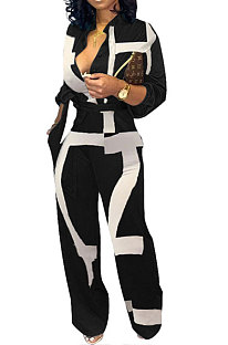 Women Cardigan Printing Tied Casual Jumpsuits LD8615