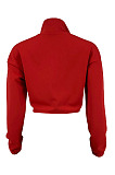 Fashion Simple Pure Color Long Sleeve Drawstring Zipper Coat LY063