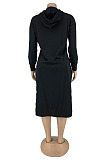 Wholesale Casual Cotton Blend Long Sleeve Loose Hooded Dress LY060 