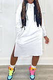 Wholesale Casual Cotton Blend Long Sleeve Loose Hooded Dress LY060 