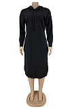 Wholesale Casual Cotton Blend Long Sleeve Loose Hooded Dress LY060 