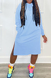 Wholesale Casual Cotton Blend Long Sleeve Loose Hooded Dress LY060 