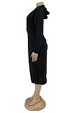 Wholesale Casual Cotton Blend Long Sleeve Loose Hooded Dress LY060 