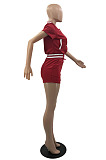 Wholesale Women Casual Short Sleeve Cradigan Tops Shorts Baseball Suit YMM9095
