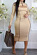 New Autumn Winter Cotton Blend Long Sleeve Zipper Slim Fitting Dress BN1299