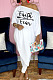 Casual Simple Letter Printed Oblique Shoulder Irregularity Tops Skinny Pants Plain Suit CYY81001