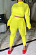 Euramerican Women Fashion Casual Solid Color Dew Waist Pants Sets ED1108