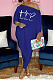 Casual Simple Letter Printed Oblique Shoulder Irregularity Tops Skinny Pants Plain Suit CYY81002