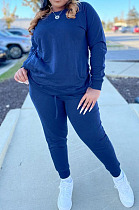 Simple Casual Cotton Long Sleeve Loose Sport Plain Suit BBN222