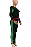 Women Fashion Casual Sport Contrast Color Spliced Pants Sets GLS10038
