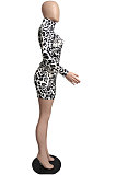 Night Club Sexy Leopard Print Design Printed Long Sleeve Slim Fitting Hip Dress LML281