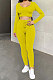 Euramerican Women Ribber Fashion Casual Long Sleeve Solid Color Hoodie Bodycon Pants Sets GLS8008