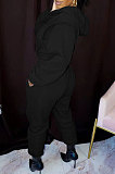 Women Casual Solid Color Thick Loose Mid Waist Casual Jumpsuits ED8558